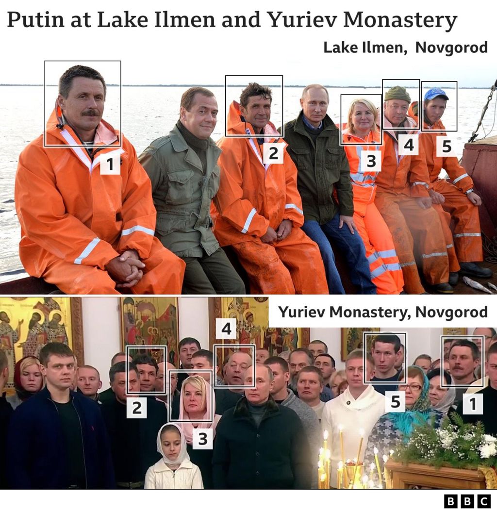Same five people spotted at two events with Putin