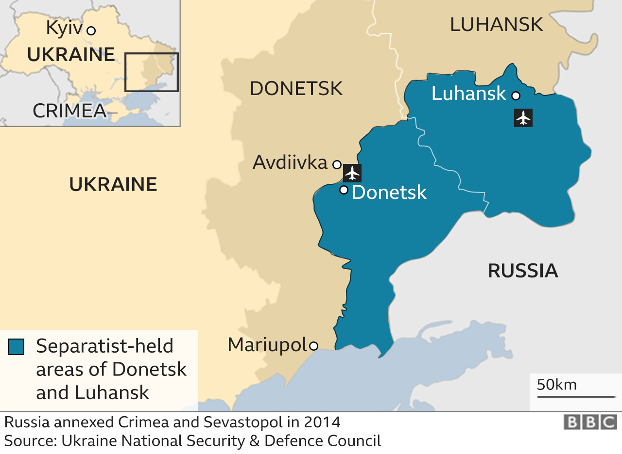 Map of eastern Ukraine