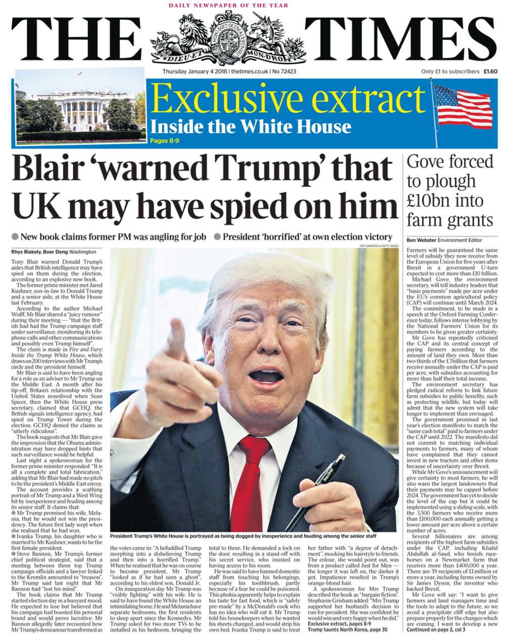 Newspaper headlines: Blair 'warned Trump' over UK spying - BBC News