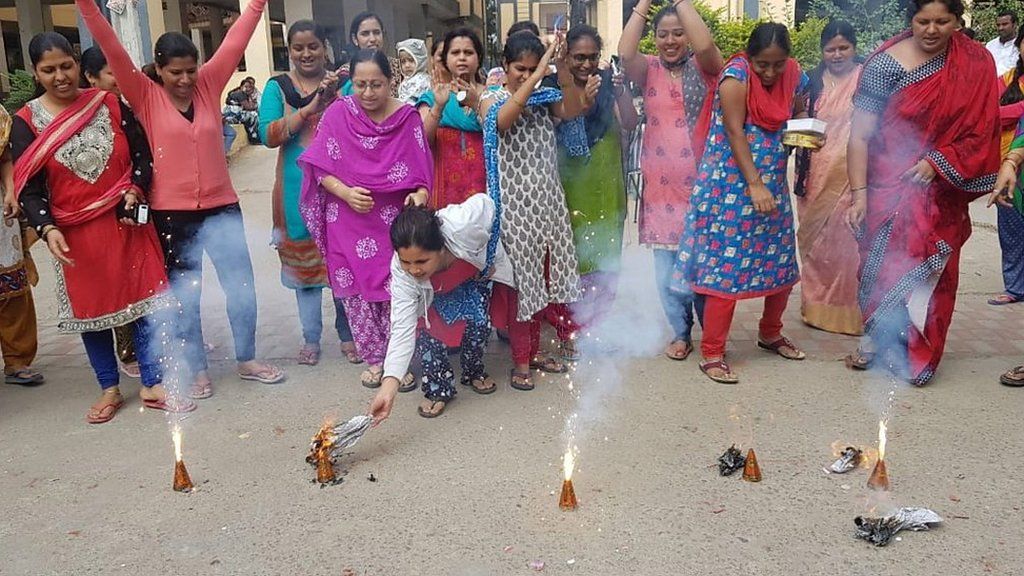 People celebrate in India.