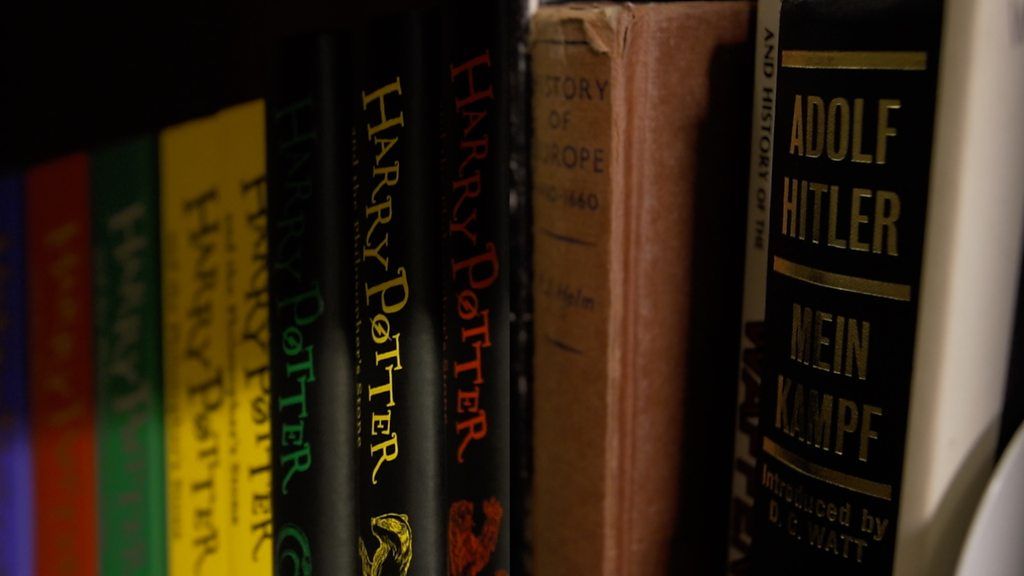 Harry Potter books next to Mein Kampf