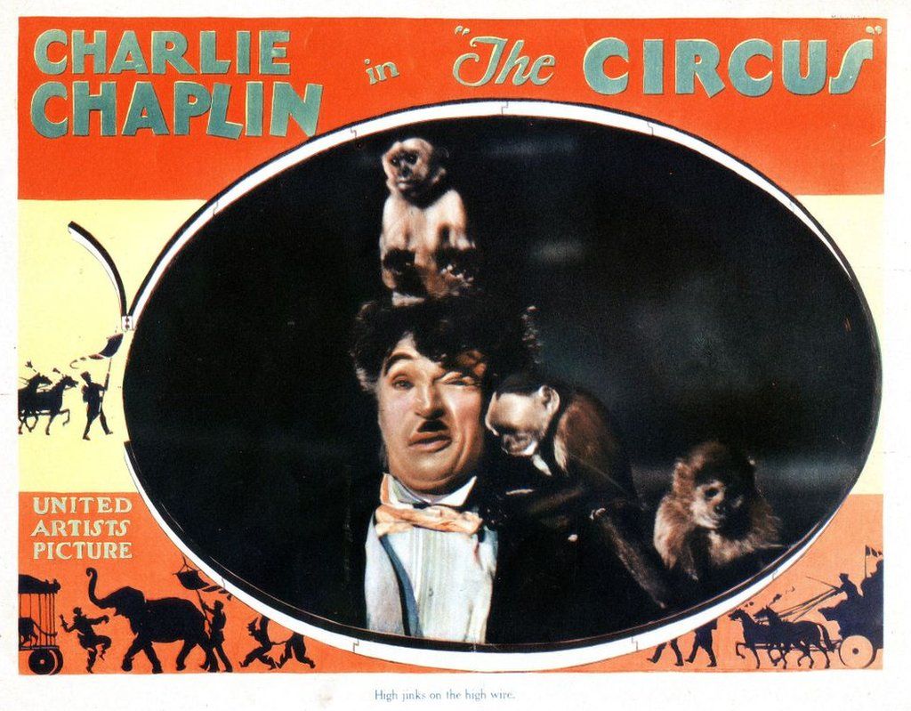 A lobbycard, or small poster, for The Circus by Charlie Chaplin (1928)
