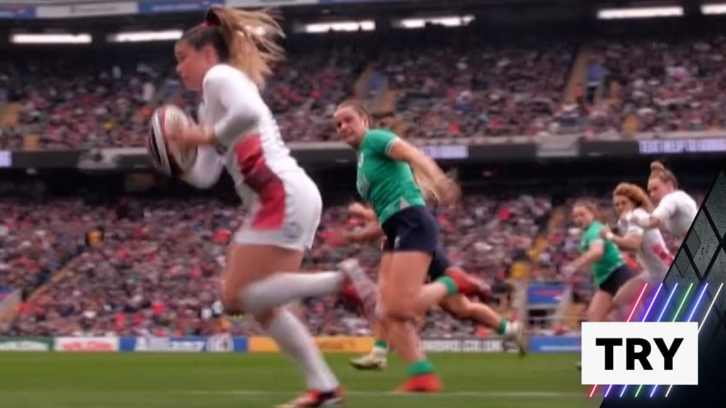 England's Jess Breach scores try against Ireland in the Women's Six Nations