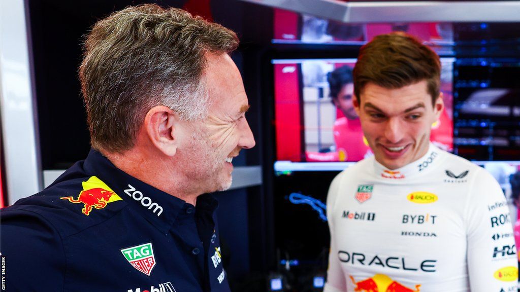 Red Bull team principal Christian Horner and driver Max Verstappen