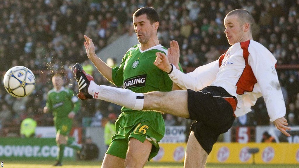 Celtic's Roy Keane and Clyde's Eddie Malone