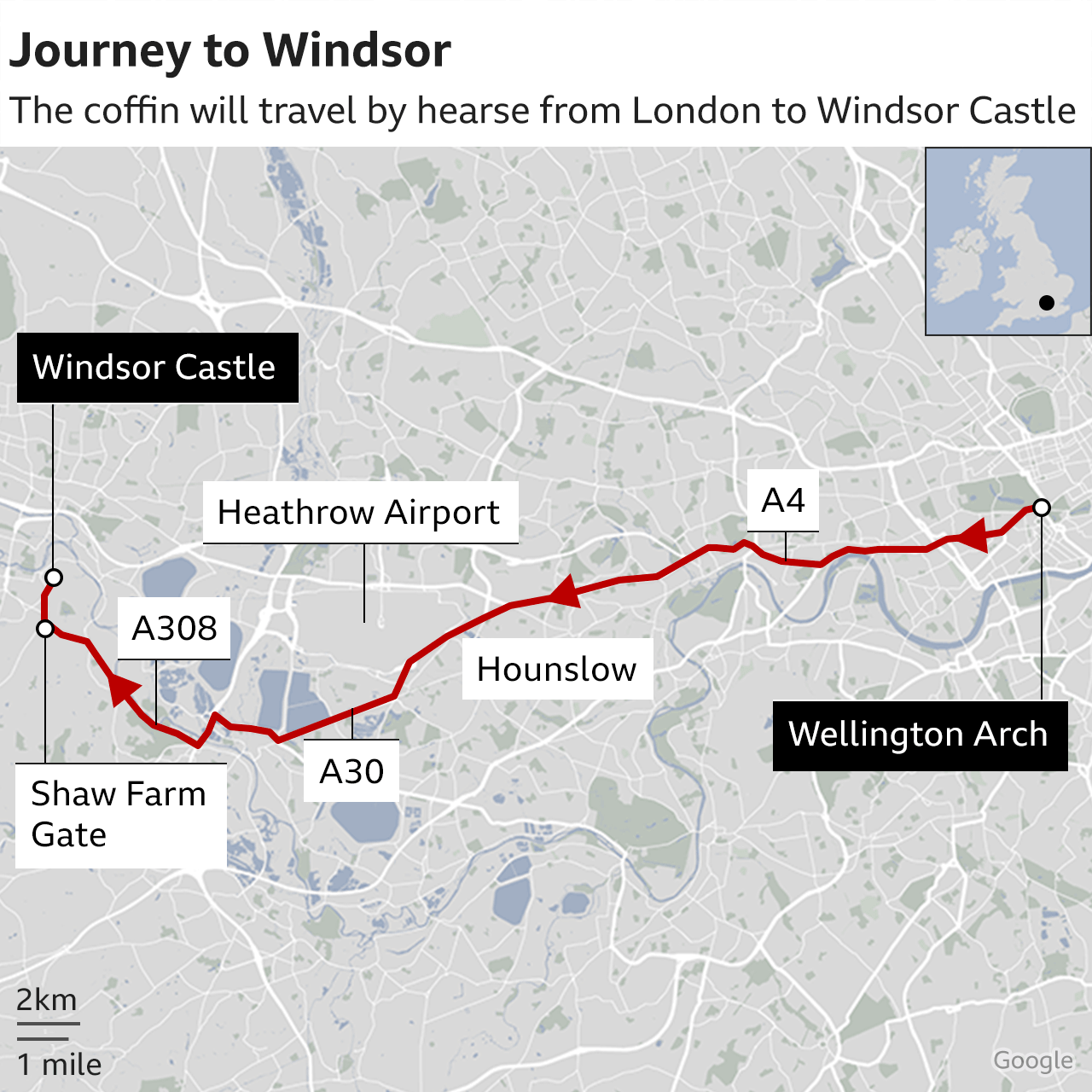 Map showing route to Windsor