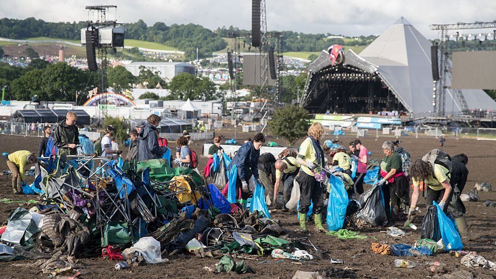 Abandoned tents at Glastonbury in 2017