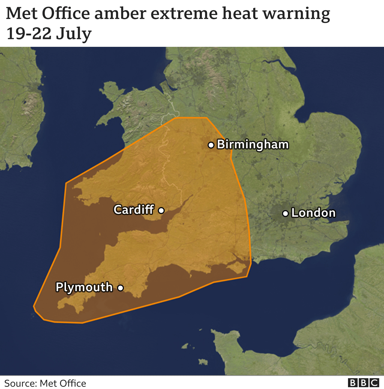 Map showing extreme heat weather warning