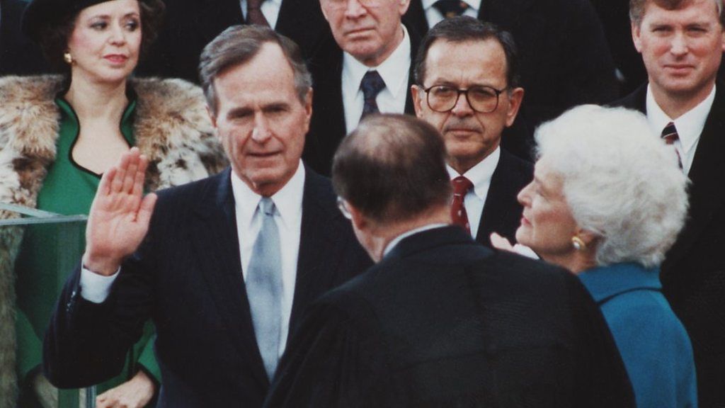 George HW Bush being sworn in