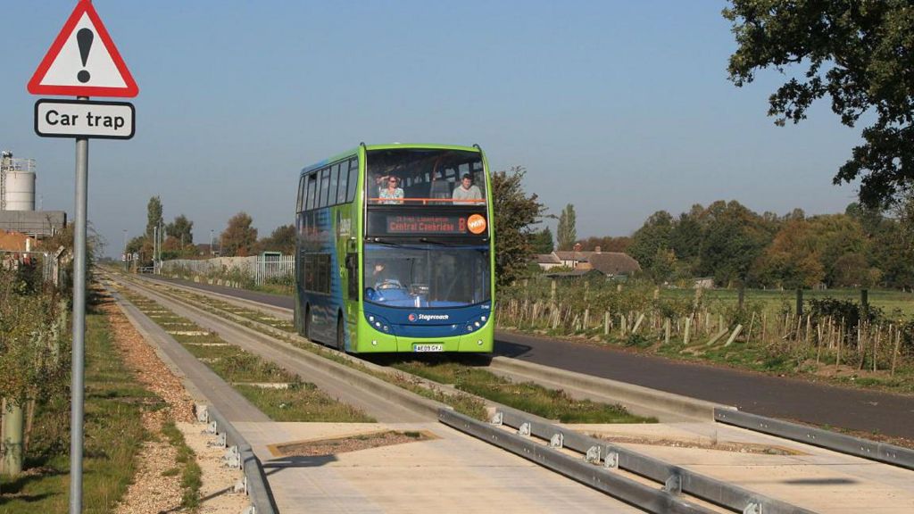 A bus on the Cambridgeshire busway.