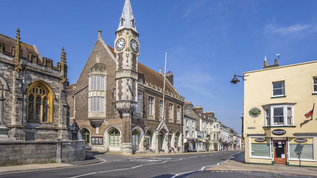 One of the main streets through Dorchester with no cars