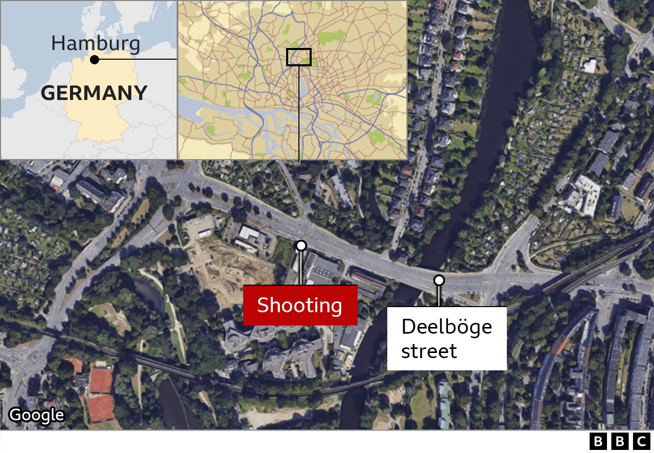 Map showing Hamburg shooting location in Deelboge street