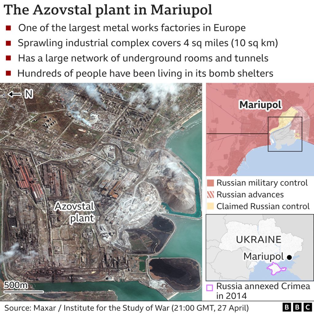 Graphic shows the steel plant in Mariupol