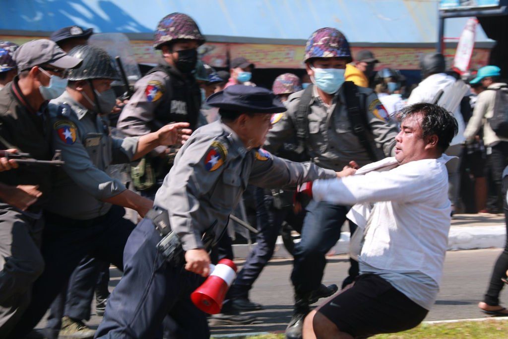 Police arrest a man