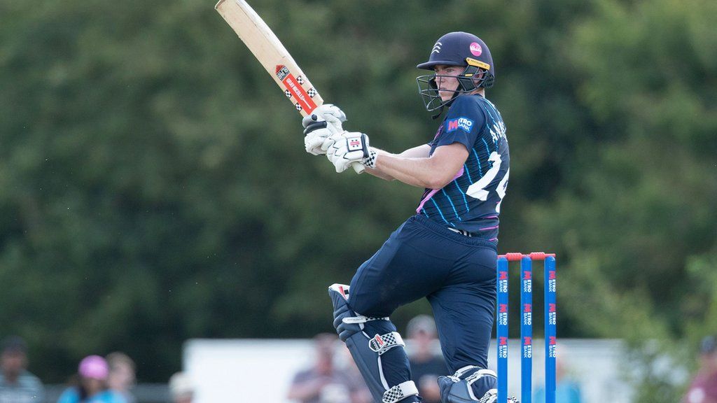 Middlesex Martin Andersson smashes one of his 12 boundaries in the victory over Notts at Radlett