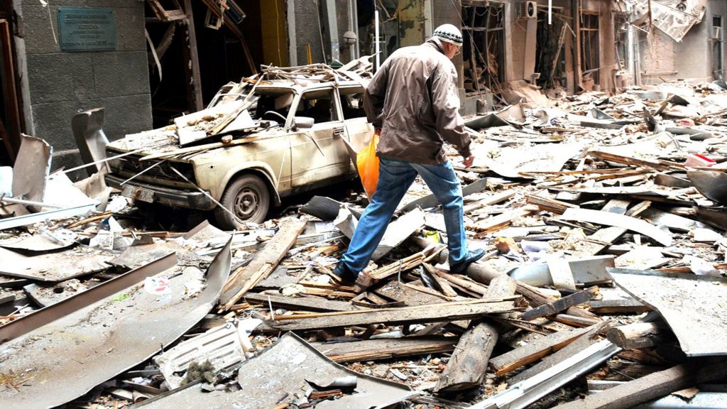 Ruined buildings in Kharkiv, Ukraine, on 5 March, 2022