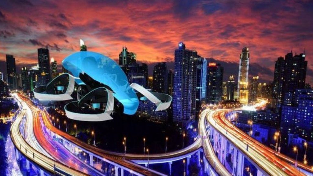 A computer graphic of the Cartivator project's flying car