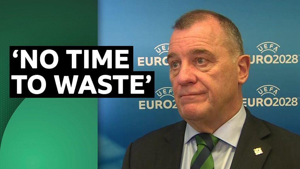 Euro 2028 Irish FA chief executive Patrick Nelson reacts to