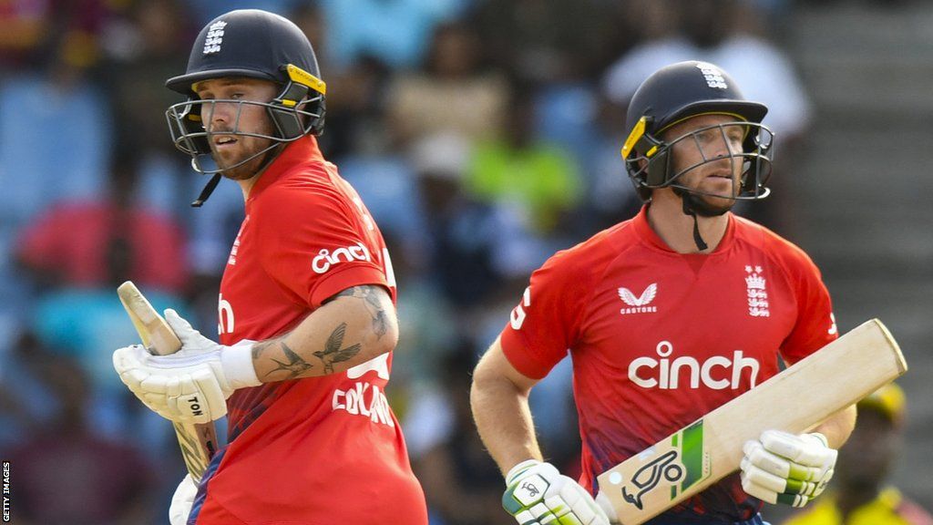 England openers Phil Salt (left) and Jos Buttler (right) run past each other