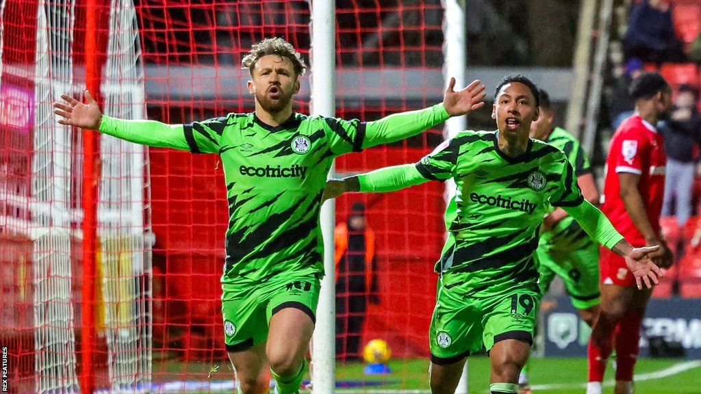 Matty Taylor celebrates scoring for Forest Green Rovers