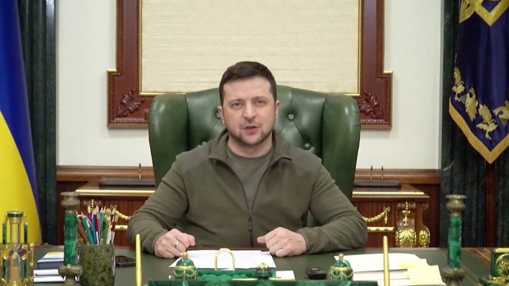 Volodymyr Zelensky in his office in Kyiv