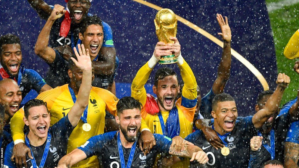 Hugo Lloris hold the World Cup aloft following France winning the tournament in 2018