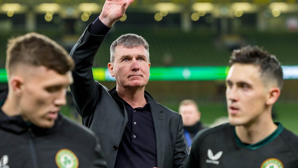 Stephen Kenny waves to the crowd