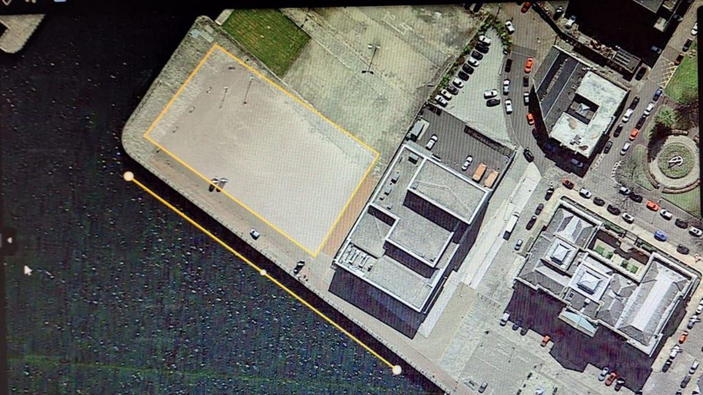 Satellite overview of the area in Greenock by the Beacon Arts Centre where the planned Ambuscade floating museum will be