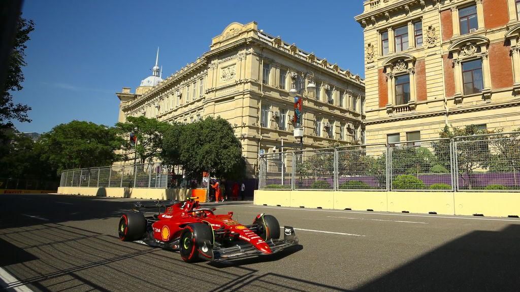 A Ferrari on track in Baku 