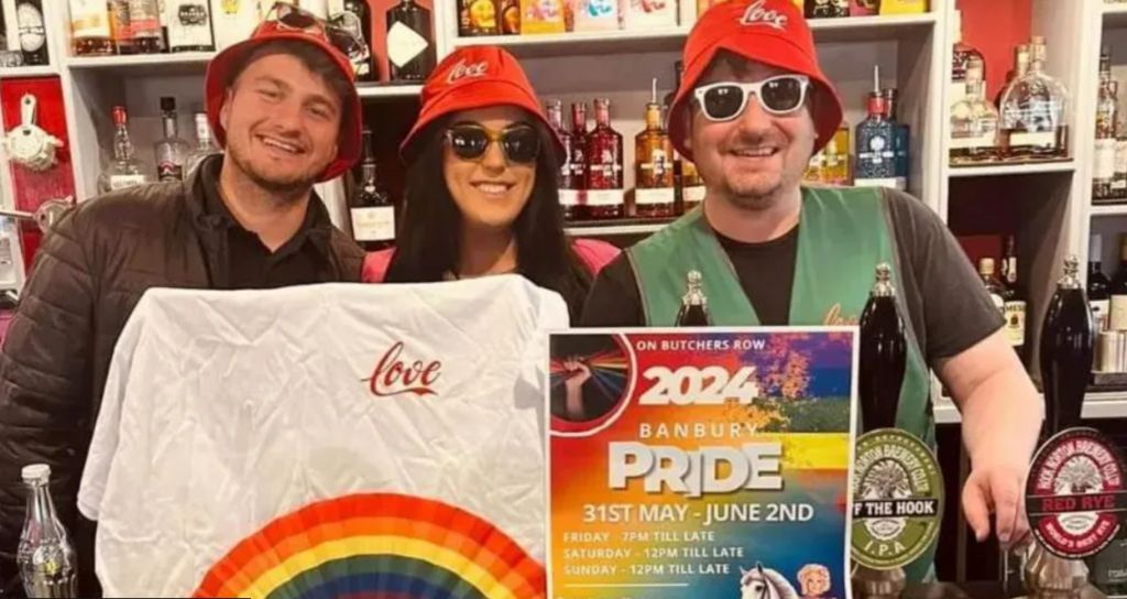 Banbury Pride committee with event merchandise