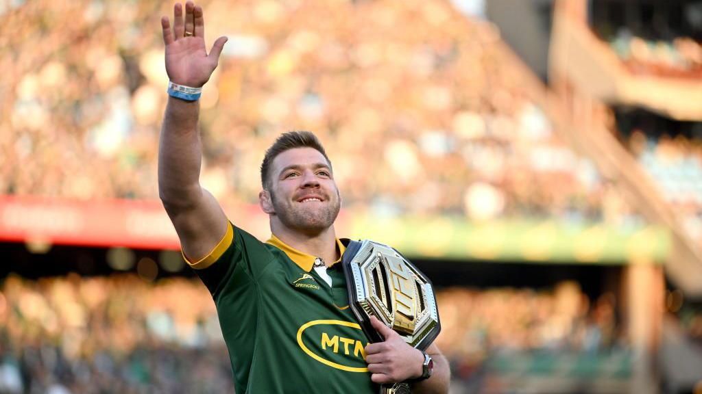 UFC fighter Dricus du Plessis at a South Africa rugby union match