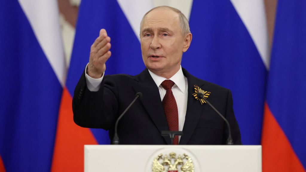 Russian President Vladimir Putin speaks during a press conference in Moscow.