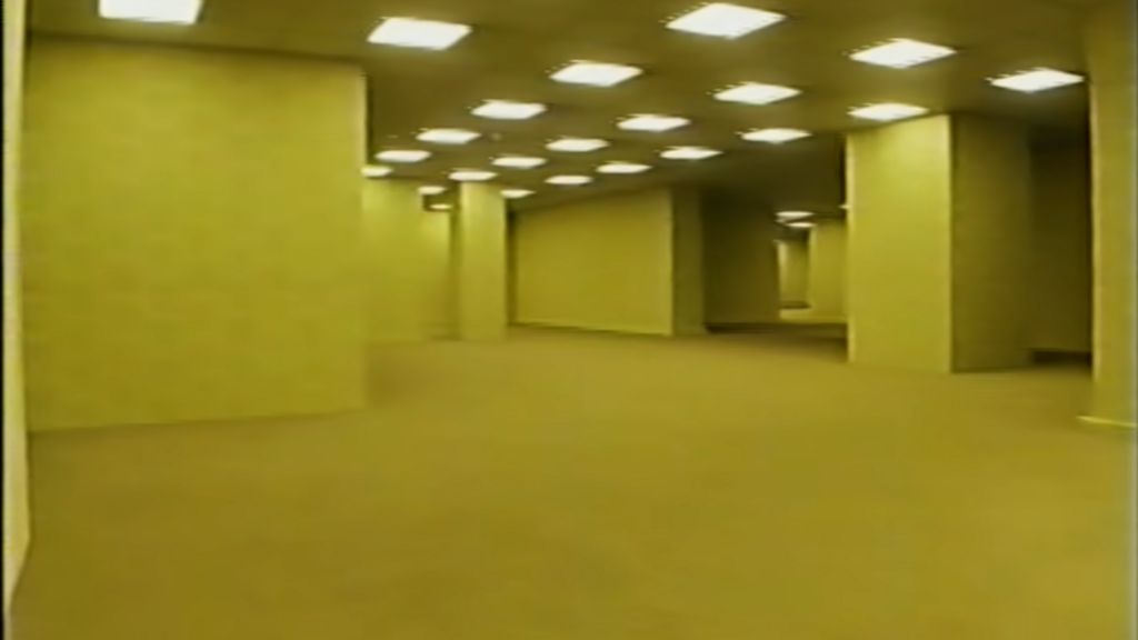 A still of the CGI-generated Backrooms Parsons created for his original YouTube short