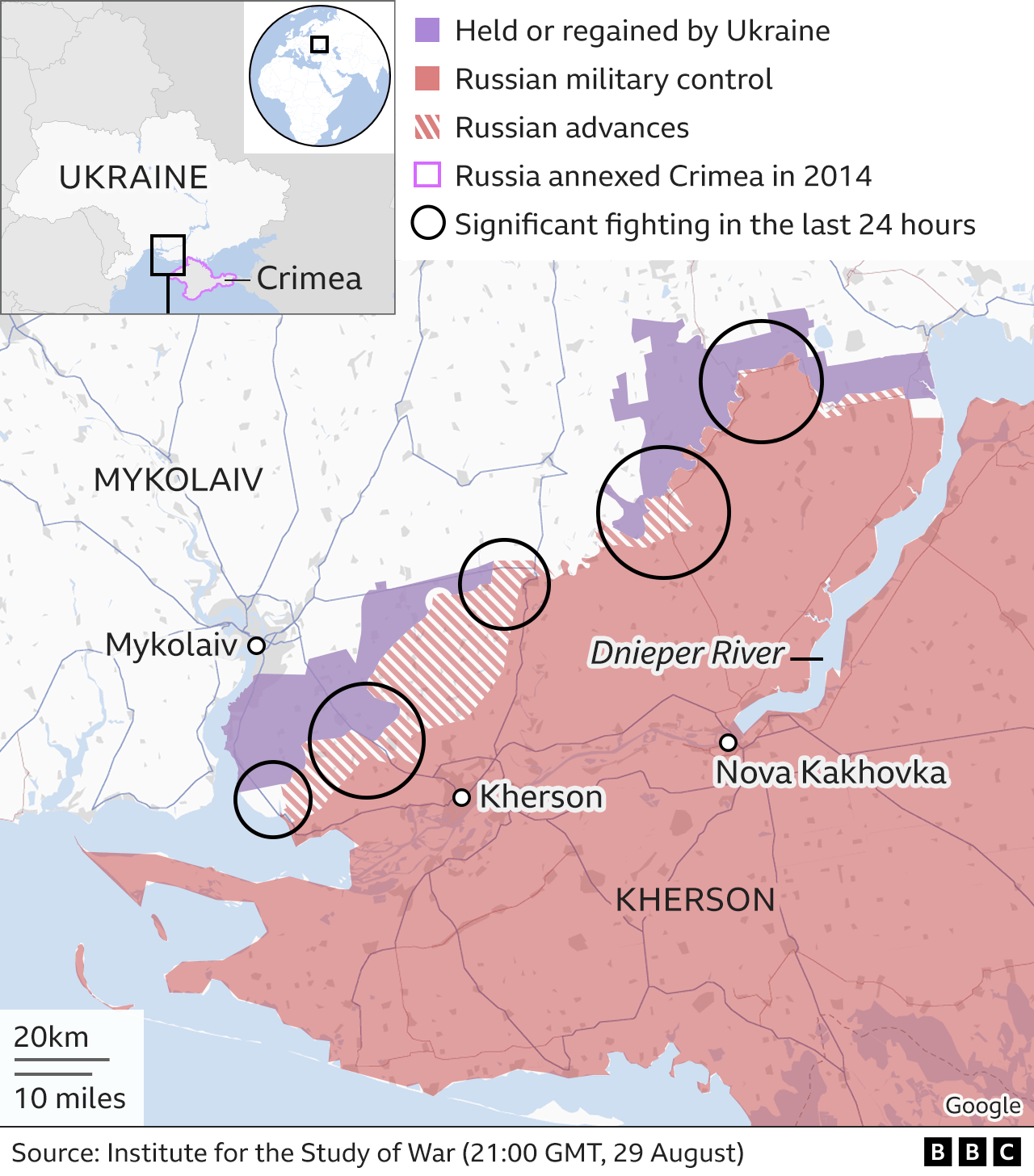 Map showing Ukrainian counter-offensive