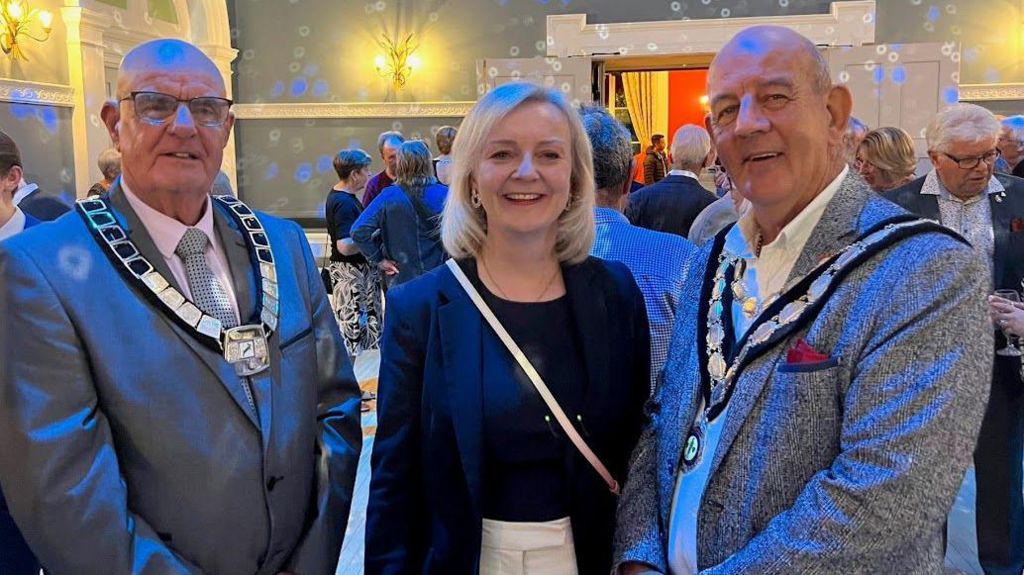 The chairman of Breckland Council, MP Liz Truss and the Mayor of Swaffham