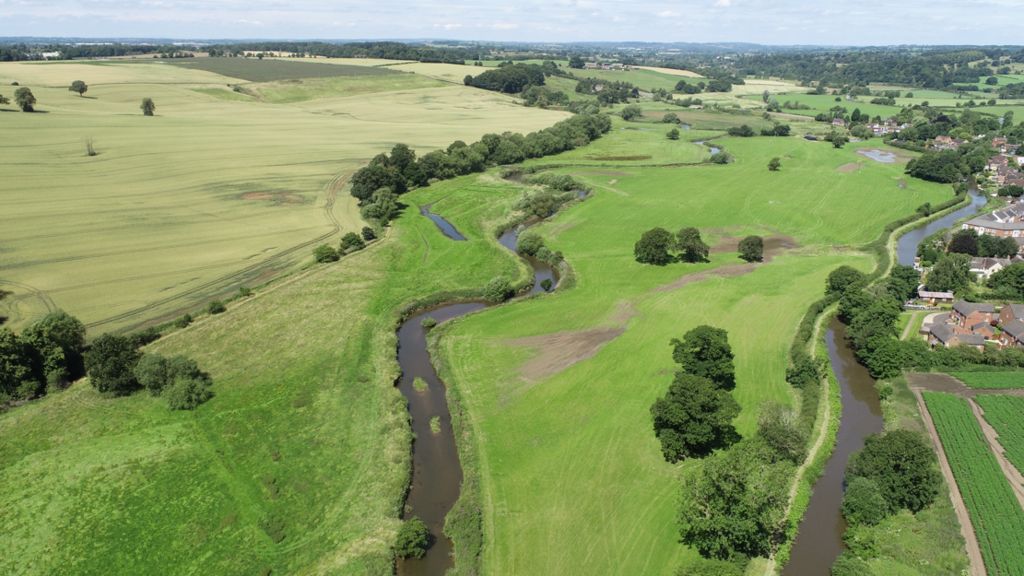 Aerial view of the 1.1m stretch of the river that is being worked on
