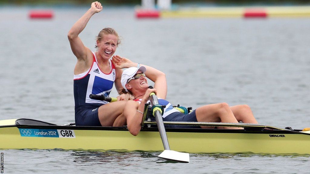Helen Glover (left) and Heather Stanning win Olympic gold in Lnndon