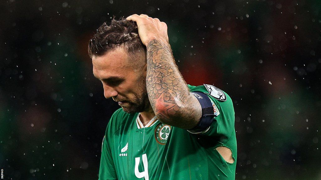 Shane Duffy walks off the pitch at full-time
