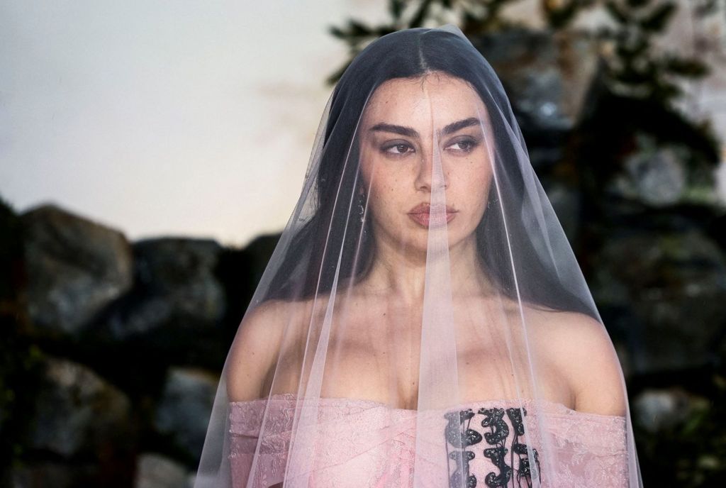 Charli XCX attending the UK premiere of Wuthering Heights in London earlier this month, wearing a veil