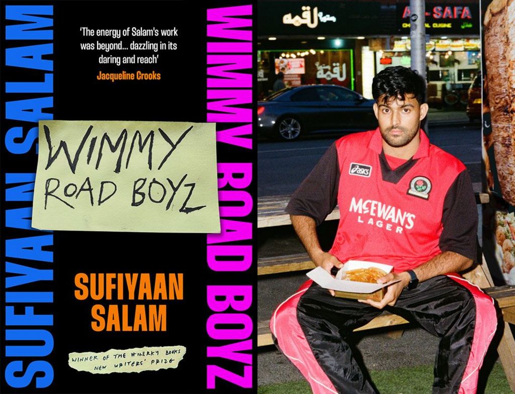 An image of the book jacket which is black with the title on a post-it note alongside and image of the author in a red top and black and red tracksuit bottoms, holding a takeaway box. He has short black hair.