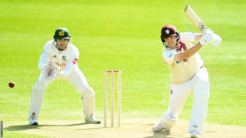 Somerset's Craig Overton batting against Notts