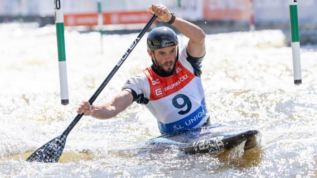 Ryan Westley powers through water in his canoe