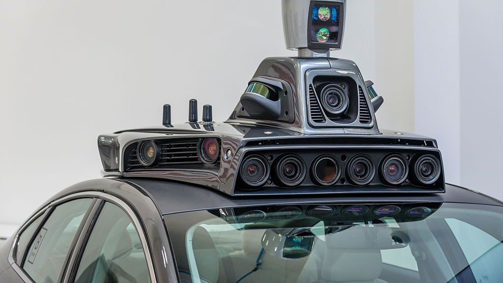 The cameras on a pilot model of an Uber self-driving car