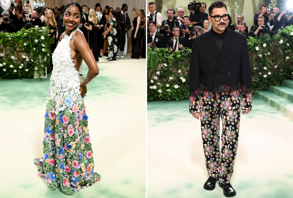 Ayo Edebiri and Dan Levy at the 2024 Met Gala: "Sleeping Beauties: Reawakening Fashion" held at The Metropolitan Museum of Art on May 6, 2024 in New York City