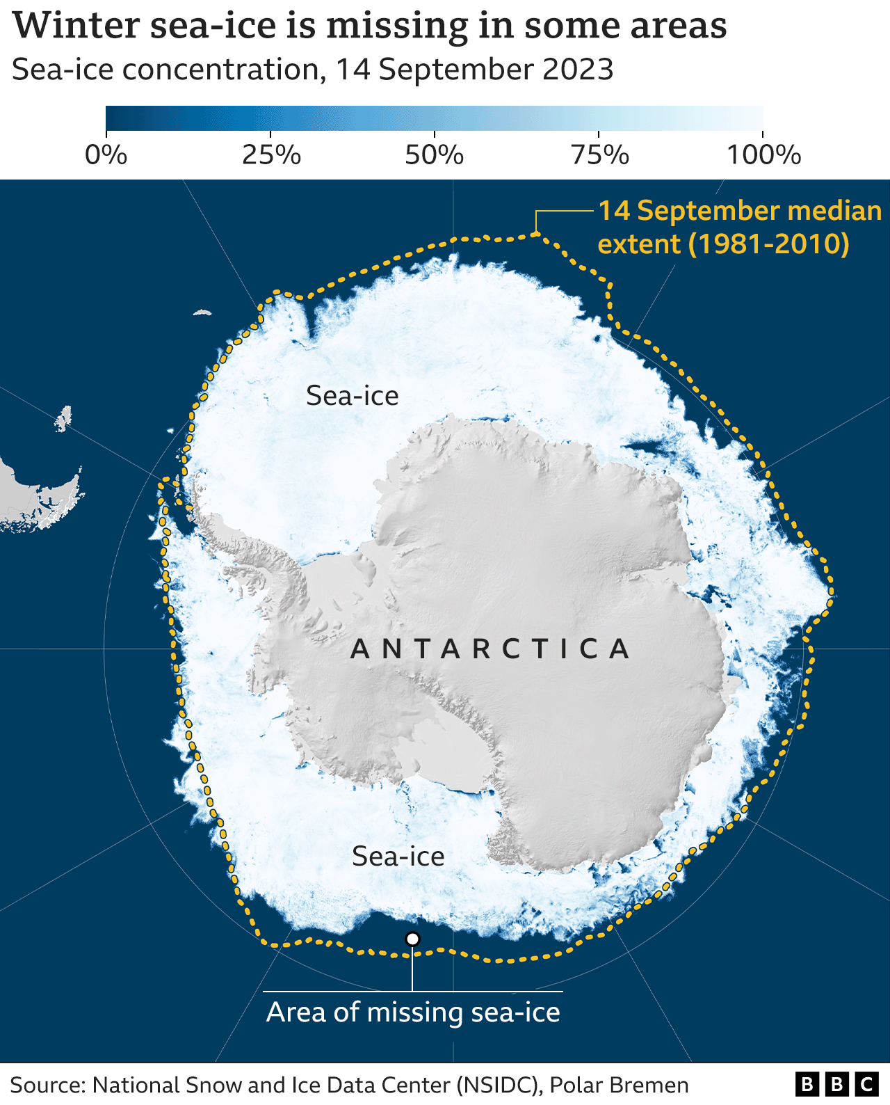 Map shows winter sea-ice is missing in some areas