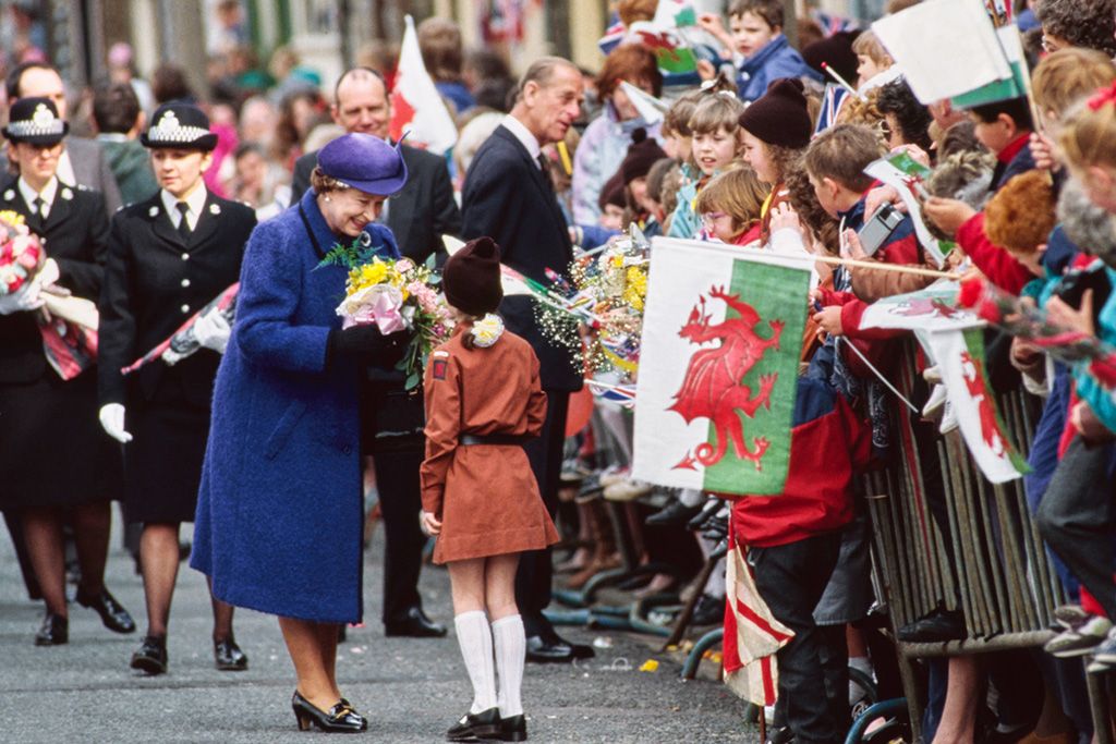 Queen Elizabeth during a visit to Treherbert, south Wales on her birthday - April 1989