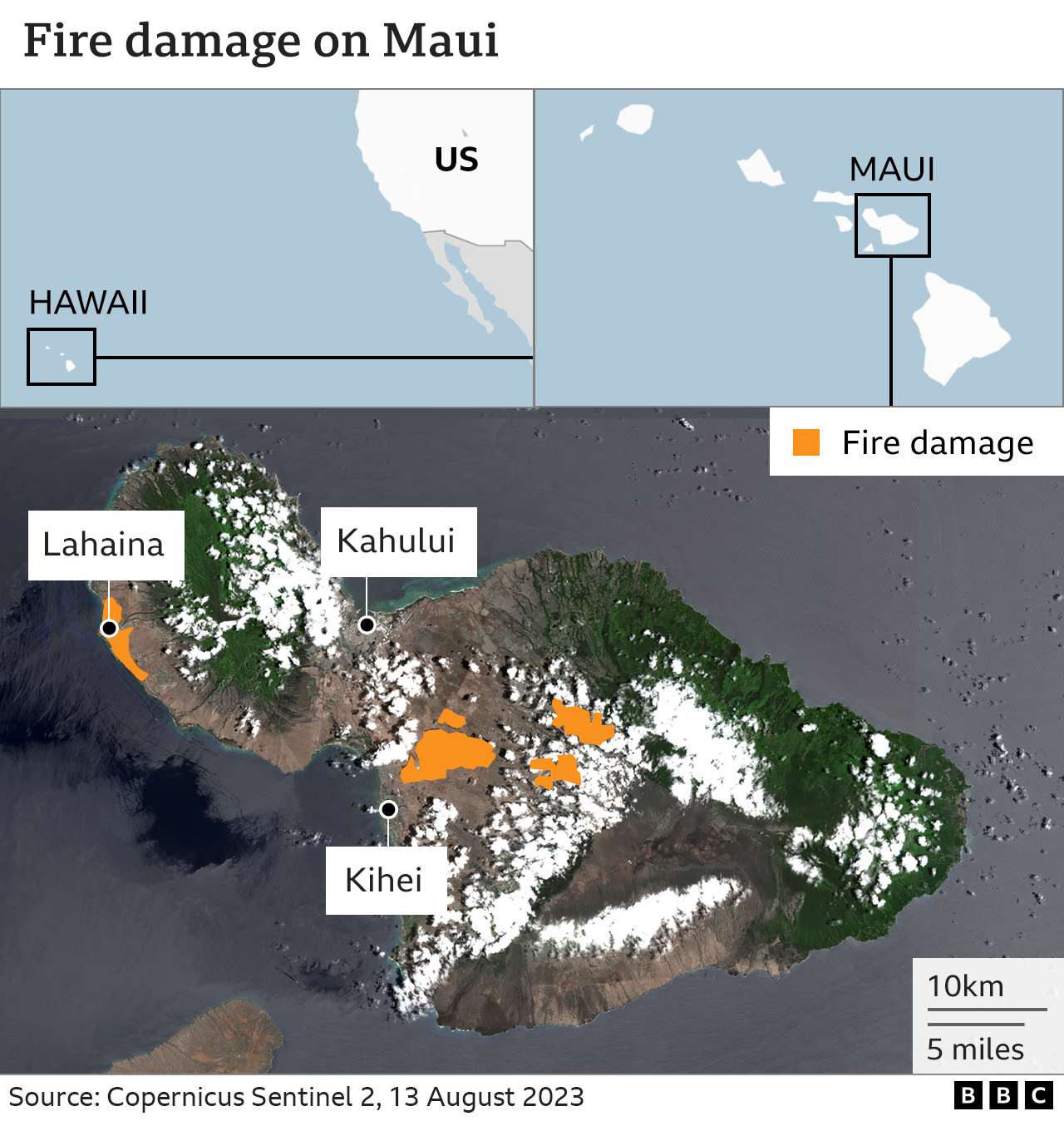 map of fire damage on Maui