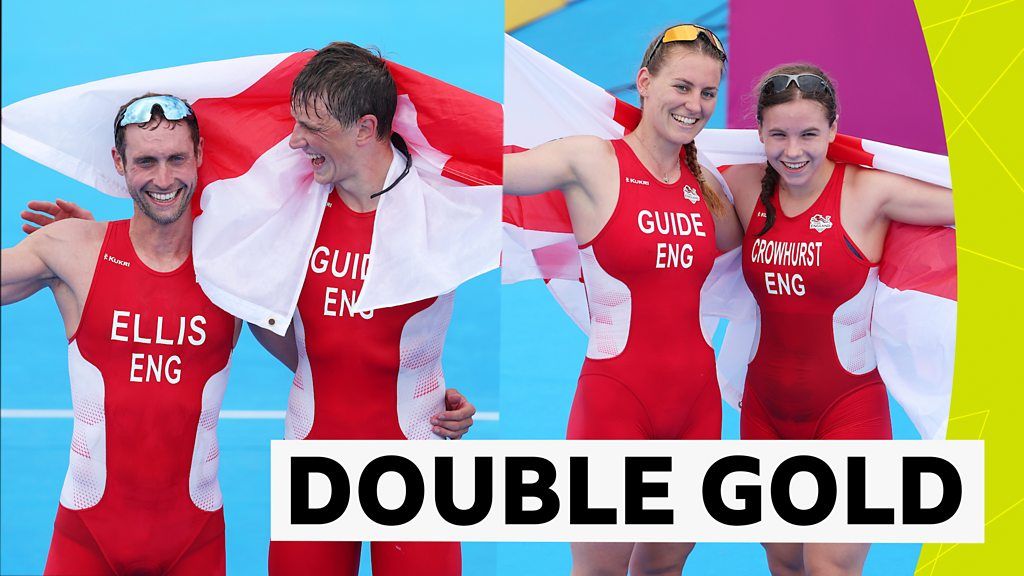 Commonwealth Games 2022: Double gold for England's David Ellis and Katie Crowhurst in Para-triathlon