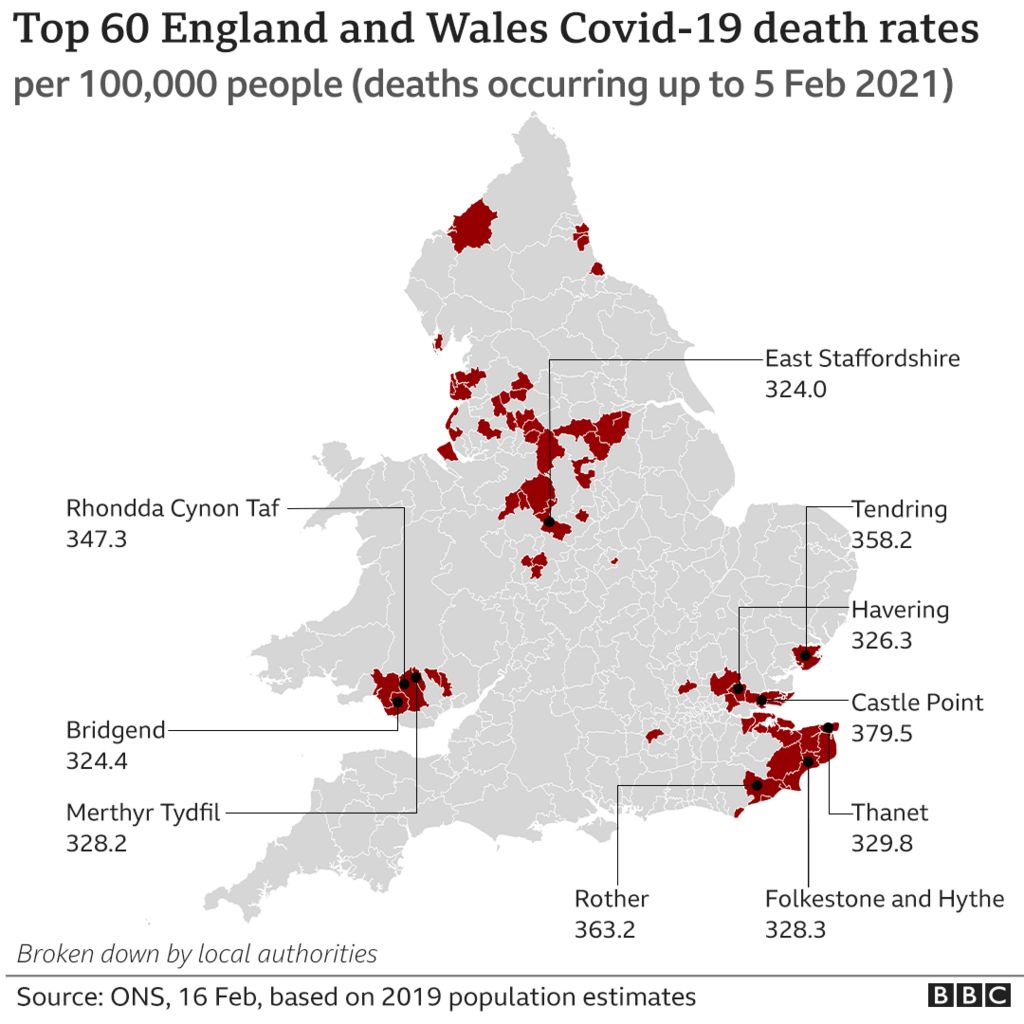 Mortality rate map of England and Wales