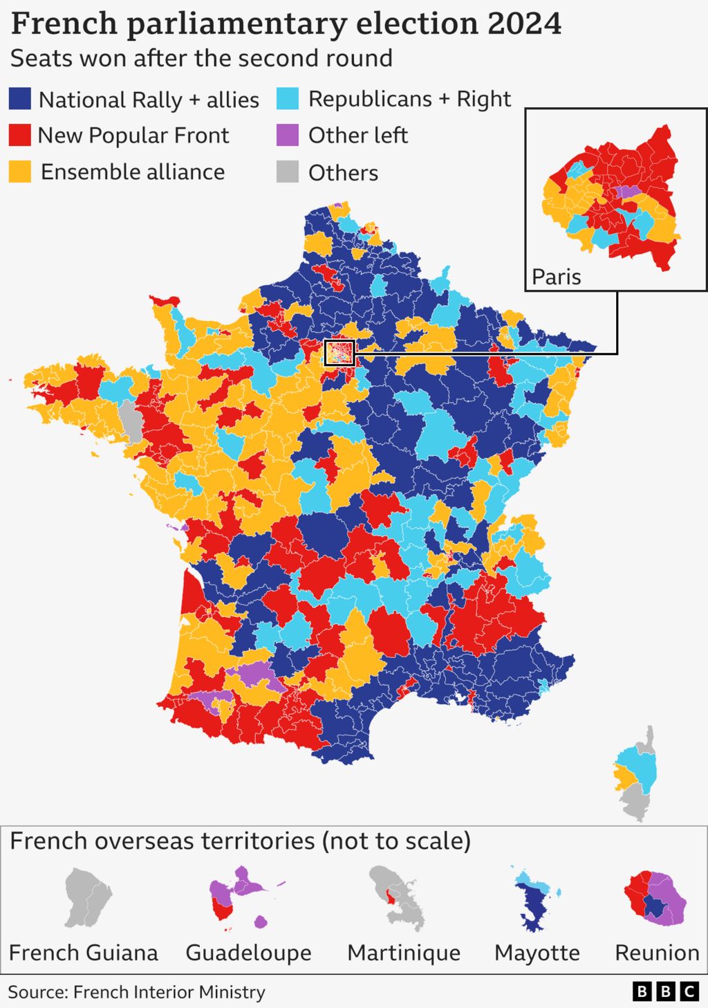Map showing party victories in France